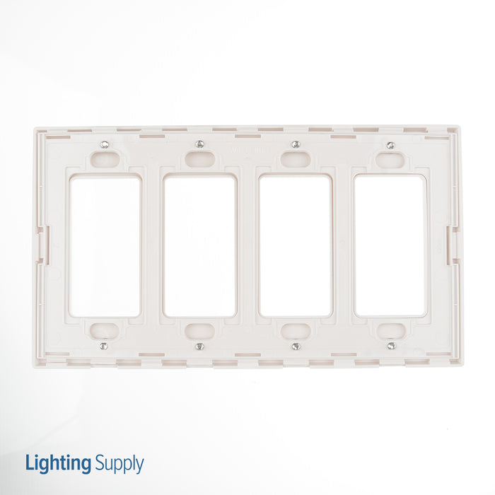 Leviton 4-Gang Decora Plus Device Decora Wall Plate/Faceplate Screwless Polycarbonate Snap-On Mount Screwless Subplate White (80312-SW)
