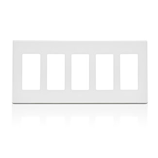 Leviton 5-Gang Decora Plus Device Decora Wall Plate/Faceplate Screwless Polycarbonate Snap-On Mount Screwless Subplate White (80321-SW)