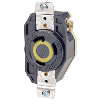 Leviton 30 Amp 125V NEMA L5-30R 2P 3W Flush Mount Locking Receptacle Industrial Grade Grounding V-0-MAX Black (2610)