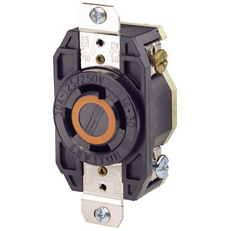 Leviton 30 Amp 125/250V NEMA L14-30R 3P 4W Flush Mount Locking Receptacle Industrial Grade Grounding V-0-MAX Black (2710)