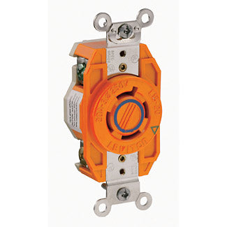 Leviton 20 Amp 250V 3-Phase NEMA L15-20R 3P 4W Flush Mount Locking Receptacle Industrial Grade Isolated Ground V-0-MAX Orange (2420-IG)