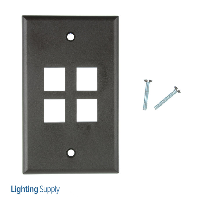 Leviton 1-Gang QuickPort Wall Plate 4-Port Brown (41080-4BP)