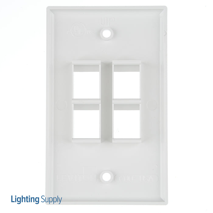 Leviton 1-Gang QuickPort Wall Plate 4-Port White (41080-4WP)