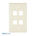 Leviton 1-Gang QuickPort Wall Plate For Large Connectors 4-Port Light Almond 1-Gang QuickPort Wall Plates For Large Connectors (41080-4TL)