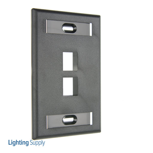 Leviton 1-Gang QuickPort Wall Plate With ID Windows 2-Port Black (42080-2ES)