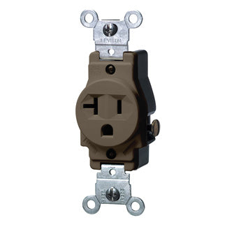 Leviton Single Receptacle Outlet Commercial Spec Grade Smooth Face 20 Amp 125V Side Wire NEMA 5-20R 2-Pole 3-Wire (5801)