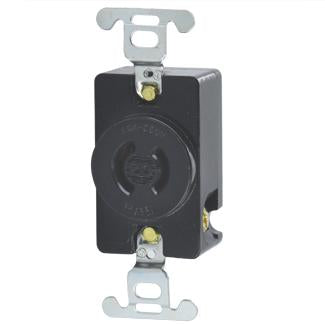 Leviton 20 Amp 250-Volt NEMA L2-20 2-Pole 2-Wire Single Receptacle Black (7210-B)