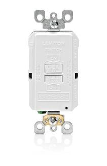 Leviton 20 Amp Feed Through 125V Receptacle SmartlockPro Slim Blank GFCI Monochromatic Back And Side Wired Wall Plate Sold Separately (GFRBF-KW)