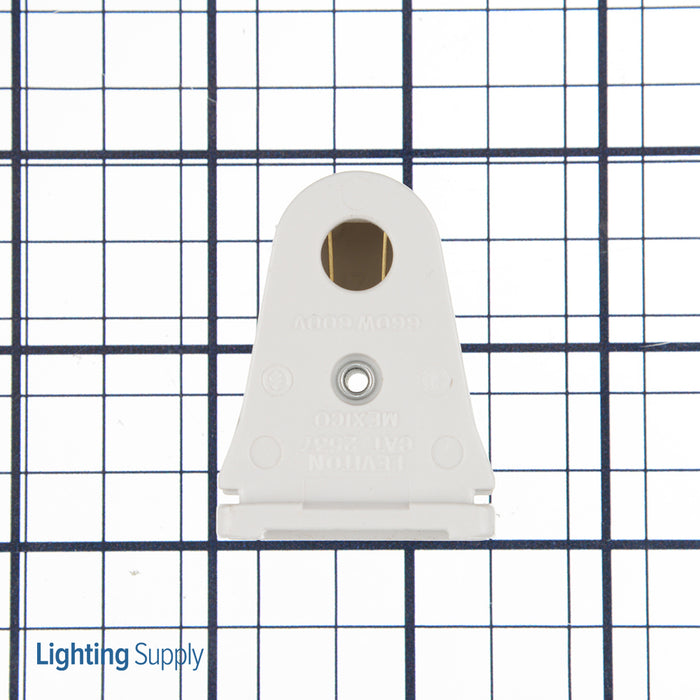 Leviton Slimline Base Single Pin Standard Fluorescent Lamp Holder Pedestal Slide-On Lock-On Stationary QuickWire 18 AWG White (2537)