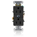 Leviton Duplex Receptacle Outlet Heavy-Duty Industrial Spec Grade Smooth Face 15 Amp 125V Back Or Side Wire NEMA 5-15R Black (5252-E)