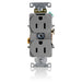 Leviton Duplex Receptacle Outlet Heavy-Duty Industrial Spec Grade Smooth Face 15 Amp 125V Back Or Side Wire NEMA 5 Gray (5252-GY)