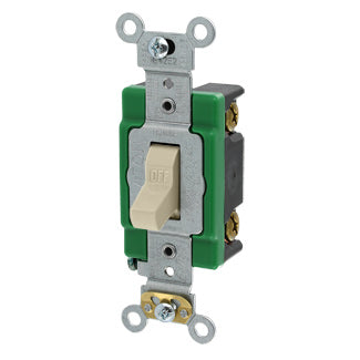 Leviton 30 Amp 120/277V Toggle Single-Pole AC Quiet Switch Extra Heavy-Duty Spec Grade Self Grounding Back And Side Wired Ivory (3031-2I)