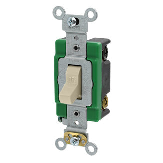 Leviton 30 Amp 120/277V Toggle Double-Pole AC Quiet Switch Extra Heavy-Duty Spec Grade Self Grounding Back And Side Wired Ivory (3032-2I)