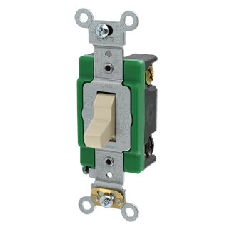 Leviton 30 Amp 120/277V Toggle 3-Way AC Quiet Switch Extra Heavy-Duty Spec Grade Self Grounding Back And Side Wired Ivory (3033-2I)