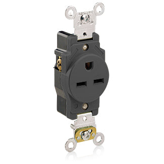 Leviton Single Receptacle Outlet Heavy-Duty Industrial Spec Grade Smooth Face 15 Amp 250V Back Or Side Wire NEMA 6-15R Black (5661-E)