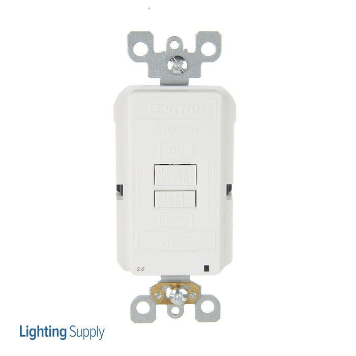Leviton SmartlockPro AFCI Blank Face Receptacle Outlet Commercial Spec Grade 20 Amp 125V Back And Side Wire 2-Pole 3-Wire White (AFRBF-W)