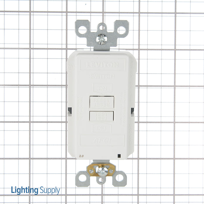 Leviton SmartlockPro AFCI Blank Face Receptacle Outlet Commercial Spec Grade 20 Amp 125V Back And Side Wire 2-Pole 3-Wire White (AFRBF-W)