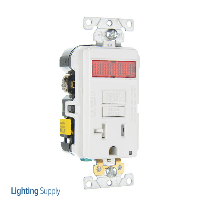 Leviton SmartlockPro GFCI Single Receptacle Outlet Extra Heavy-Duty Industrial Spec Grade Tamper-Resistant Pilot Light 20A/125V White (GFPL2-PLW)