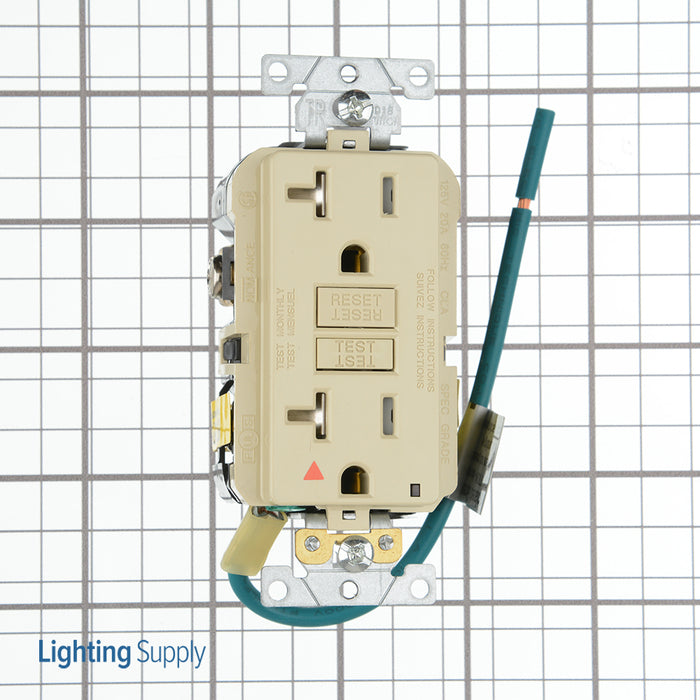 Leviton SmartlockPro Isolated Ground GFCI Duplex Receptacle Outlet Extra Heavy-Duty Industrial Spec Grade Tamper-Resistant 20A 125V Ivory (GFTR2-IGI)