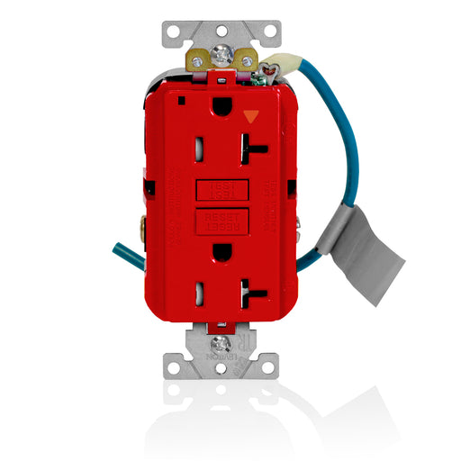 Leviton SmartlockPro Isolated Ground GFCI Duplex Receptacle Outlet Extra Heavy-Duty Industrial Spec Grade Tamper-Resistant 20A 125V Red (GFTR2-IGR)