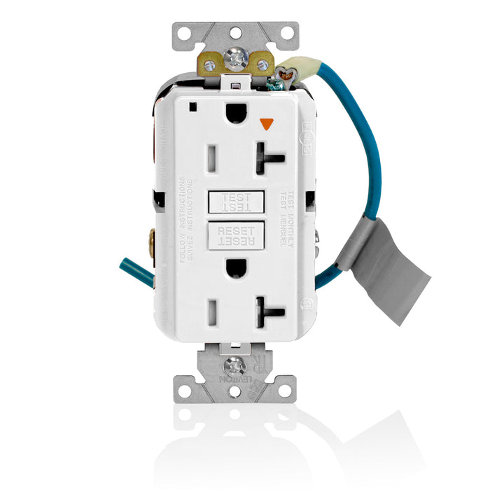 Leviton SmartlockPro Isolated Ground GFCI Duplex Receptacle Outlet Extra Heavy-Duty Industrial Spec Grade Tamper-Resistant 20A 125V White (GFTR2-IGW)