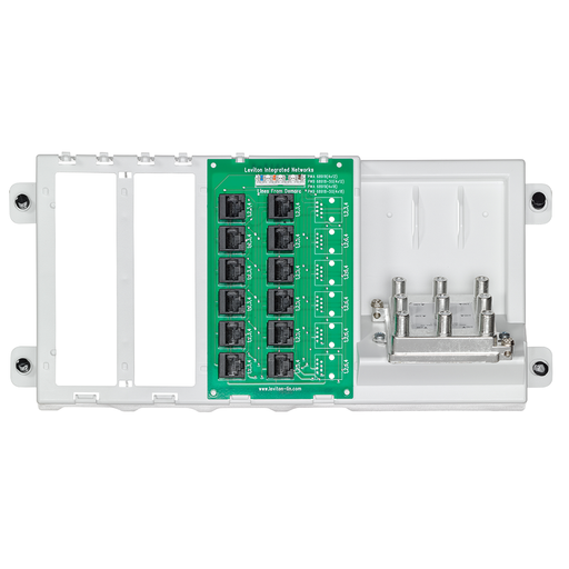 Leviton 4x12 Telephone Distribution Board On Bracket With 8-Way 2GHz Splitter (47603-412)