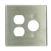 Leviton 2-Gang 1-Duplex 1-Single 1.406 Inch Diameter Device Combination Wall Plate Oversized 302 Stainless Steel Device Mount(84146-40)