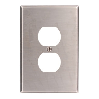 Leviton 1-Gang Duplex Device Receptacle Wall Plate Oversized 302 Stainless Steel Device Mount Stainless Steel (84103-40)