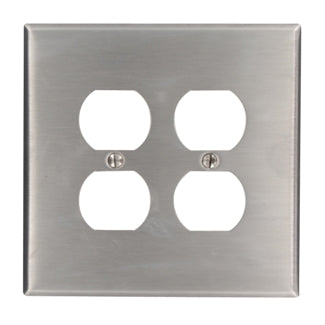 Leviton 2-Gang Duplex Device Receptacle Wall Plate Oversized 430 Stainless Steel Device Mount (84116)