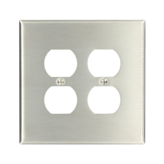 Leviton 2-Gang Duplex Device Receptacle Wall Plate Oversized 302 Stainless Steel Device Mount (84116-40)