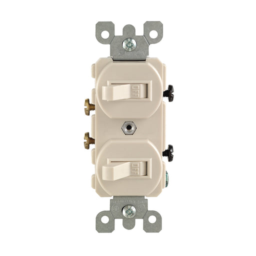 Leviton 15 Amp 120/277V Duplex Style Single-Pole/3-Way AC Combination Switch Commercial Grade Non-Grounding Side Wired Light Almond (5241-T)