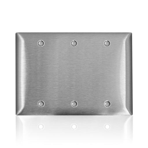 Leviton Stainless Steel C-Series 302-304 3-Gang Standard Blank Wall Plate (SS33-40)