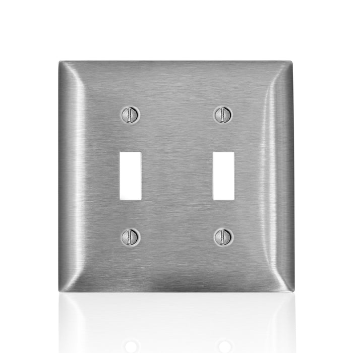 Leviton Stainless Steel C-Series 302/304 2-Gang Standard 2-Toggle Wall Plate (SS2-40)