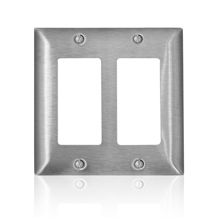 Leviton Stainless Steel C-Series 302/304 2-Gang Standard Decora Wall Plate (SS262-40)