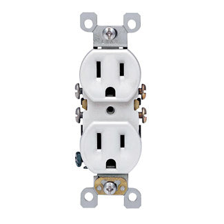 Leviton 15 Amp 125V NEMA 5-15R 2P 3W With Ears Duplex Receptacle Straight Blade Residential Grade Self Grounding QuickWire (5320-SW)