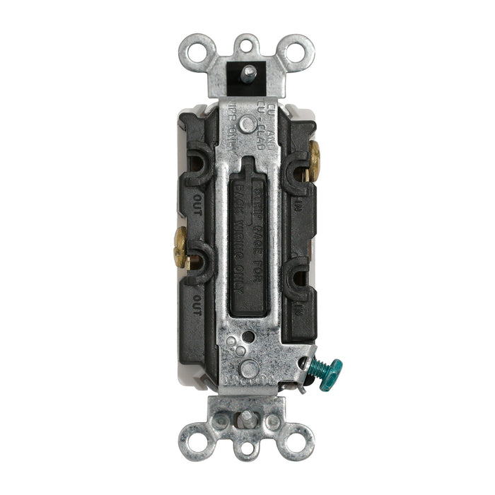 Leviton Switch Decora Plus Quiet Rocker Momentary Contact SPST 15A-120/277VAC 1/2 HP At 120V 2 HP At 240V Center-Off Black Back/Side Wired (5655-2E)