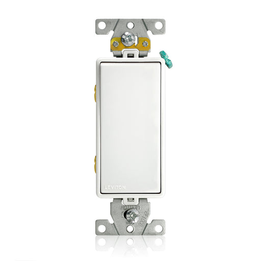 Leviton Decora Plus AC Quiet Switch 3-Way 120/277VAC 20A Rocker Surface Back/Side Wired White (5623-CPW)