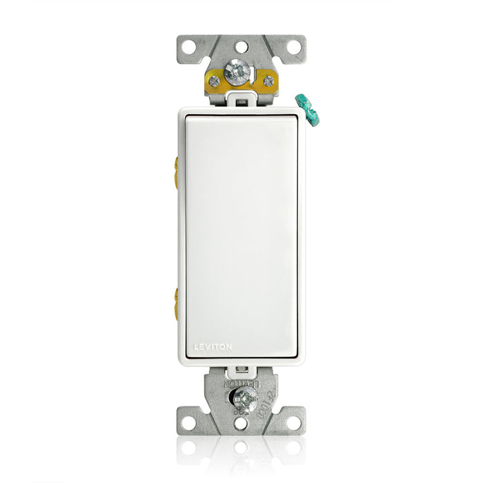 Leviton Decora Plus AC Quiet Switch 3-Way 120/277VAC 20A Rocker Surface Back/Side Wired White (5623-CPW)