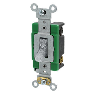 Leviton 30 Amp 120V Toggle Pilot Light Illuminated On Double-Pole AC Quiet Switch Extra Heavy-Duty Spec Grade Self Grounding Clear (3032-PLC)