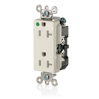 Leviton Decora Plus Duplex Receptacle Outlet Extra Heavy-Duty Hospital Grade Tamper-Resistant Smooth Face 20 Amp 125V Light Almond (16362-SGT)