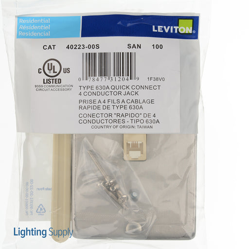 Leviton Telephone Wall Jack 6P4C Quick Connect Stainless Steel (40223-S)