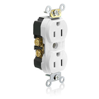 Leviton Duplex Receptacle Outlet Commercial Spec Grade Tamper-Resistant Smooth Face 15 Amp 125V Back Or Side Wire White (TBR15-W)