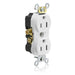 Leviton Duplex Receptacle Outlet Commercial Spec Grade Tamper-Resistant Smooth Face 15 Amp 125V Side Wire NEMA 5 (TCR15-W)