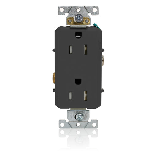 Leviton Decora Plus Duplex Receptacle Outlet Heavy-Duty Industrial Spec Grade Tamper-Resistant Smooth Face 15 Amp 125V (TDR15-E)