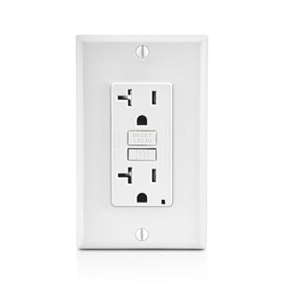 Leviton 20 Amp 125V Receptacle/Outlet 20 Amp Feed-Through Tamper-Resistant Self-Test SmartlockPro Slim GFCI Monochromatic White (GFTR2-FW)