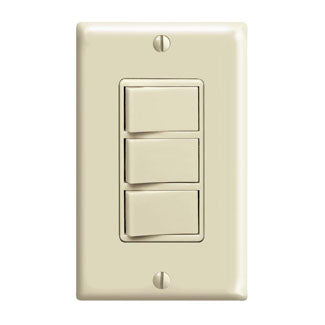 Leviton Individual Switches 15 Amp 120 Volt/Device Total 20 Amp 120 Voltage Decora 3 Rocker Combination Switches Ground Screw Terminals Ivory (1755-I)