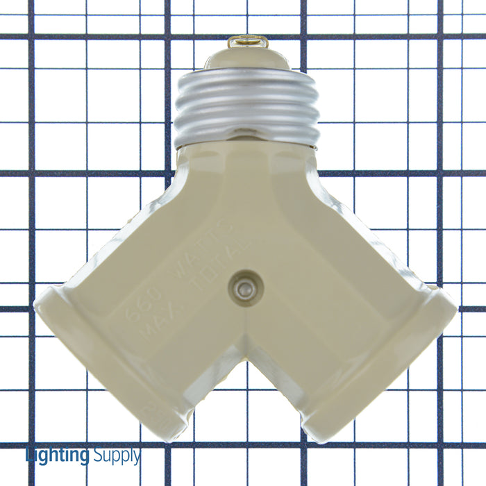 Leviton 660W 125V Single Lampholder-To-Twin Lamp Holder Adapter Ivory (128-I)
