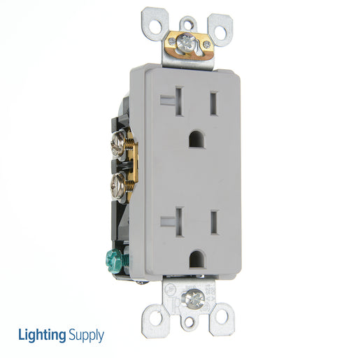 Leviton Ultrasonically Welded 20A Tamper-Resistant Decora Duplex Receptacle/Outlet Residential Grade NEMA 5-20R Side Wired Only (T5825-GY)