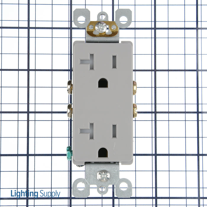 Leviton Ultrasonically Welded 20A Tamper-Resistant Decora Duplex Receptacle/Outlet Residential Grade NEMA 5-20R Side Wired Only (T5825-GY)