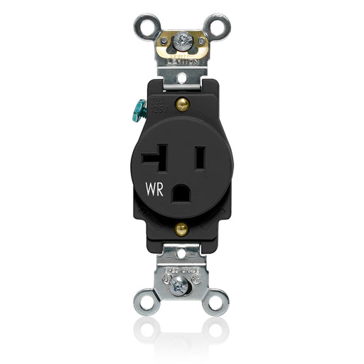 Leviton Weather-Resistant Heavy-Duty Industrial Grade 15A 125V Single Receptacle Outlet Black (W5261-E)